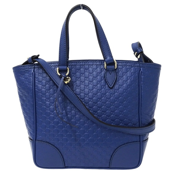 GUCCI Women's Handbag Shoulder Bag 2way Shima Micro GG Leather Blue 449241 - Picture 1 of 10